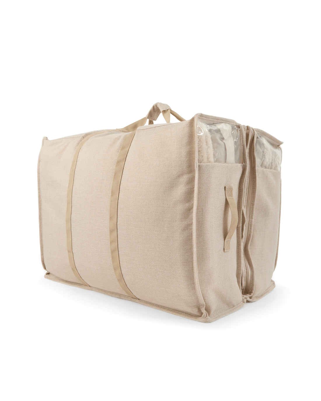 Linen Look 2 Section Large Storage Bag