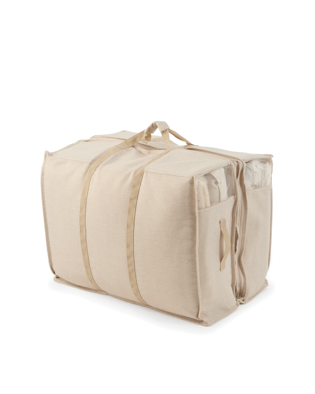 Linen Look 2 Section Large Storage Bag