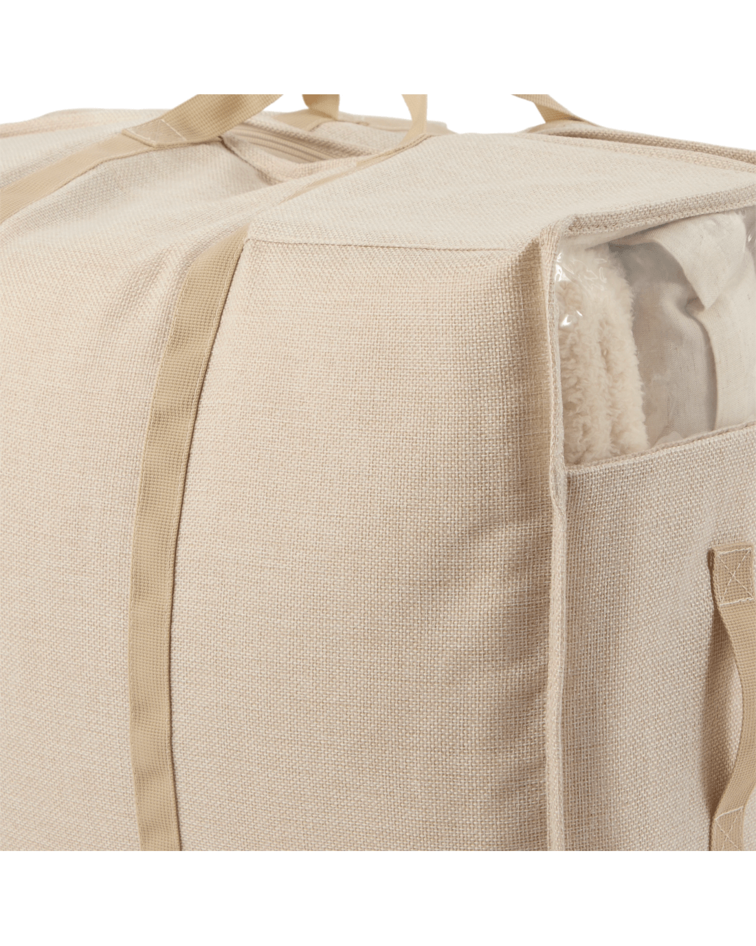 Linen Look 2 Section Large Storage Bag