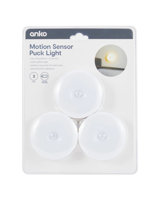 3 Pack Motion Sensor Puck Light