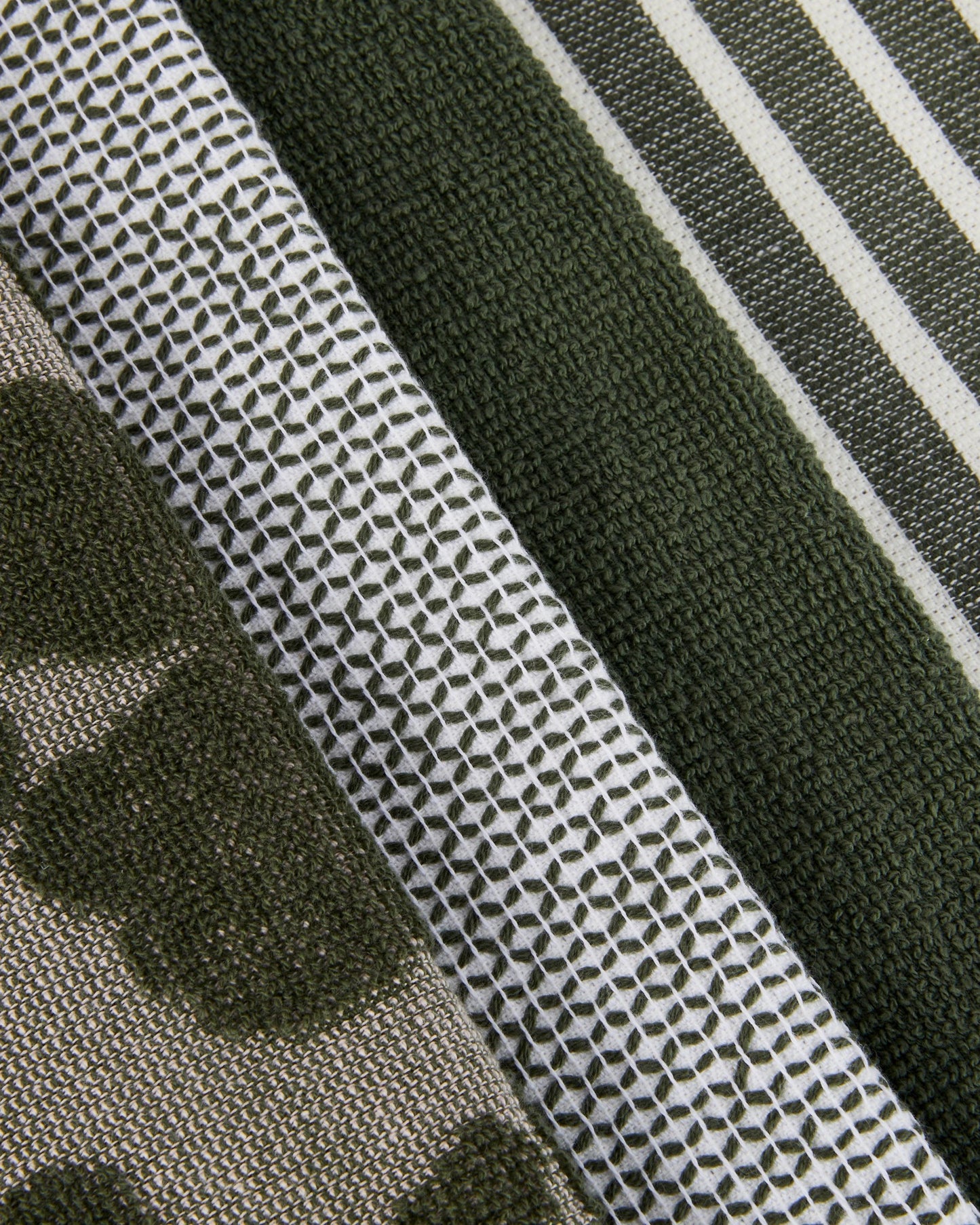 4 Pack Green Floral Terry Tea Towels