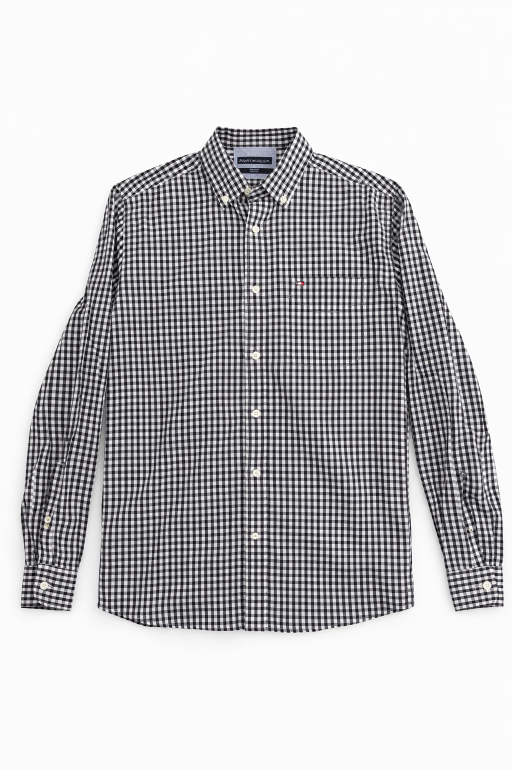 Tommy Hilfiger Men's Classic Fit Black White Gingham Button Down Shirt Size Small