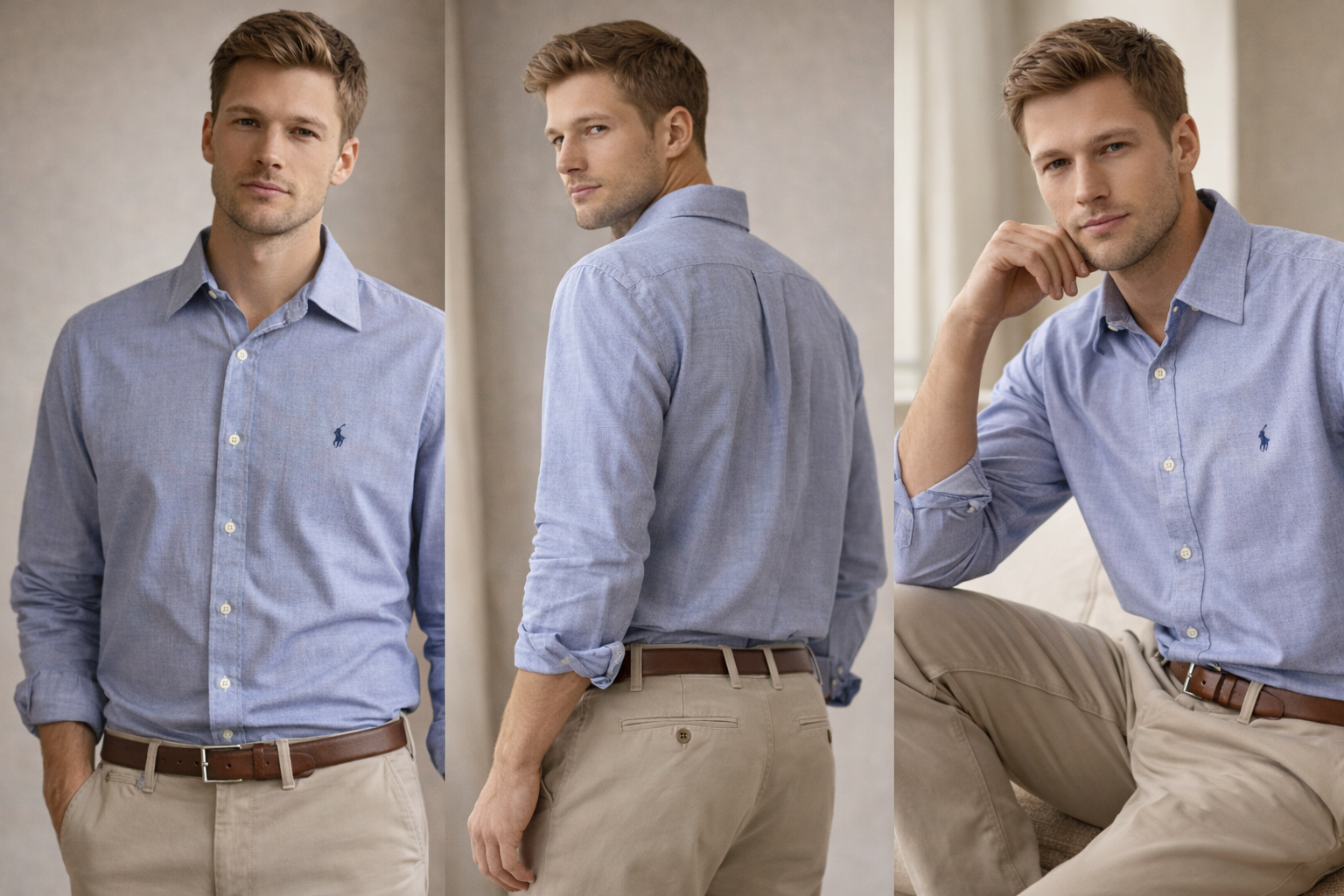 Polo Ralph Lauren Andrew Fit Light Blue Button-Down Shirt – 100% Cotton (Size 16 / 32-33)