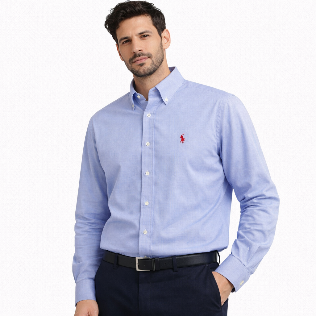 Polo Ralph Lauren Classic Fit Blue Micro-Check Button-Down Shirt – Size 18.5