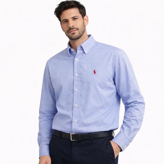 Polo Ralph Lauren Classic Fit Blue Micro-Check Button-Down Shirt – Size 18.5