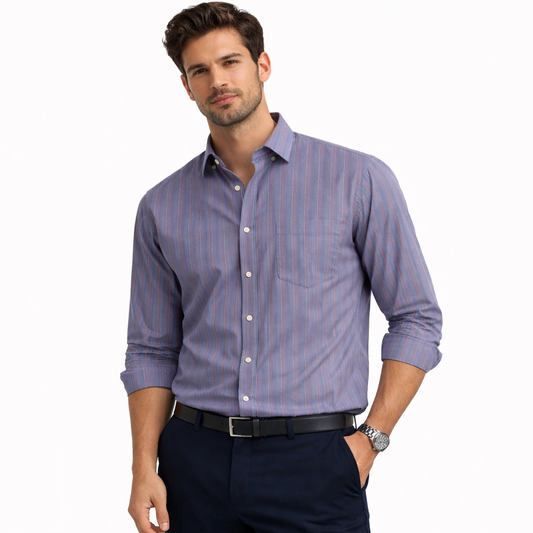 Tommy Hilfiger Mens Slim Fit Dress Shirt XL 17 34/35 Blue Striped Button Up